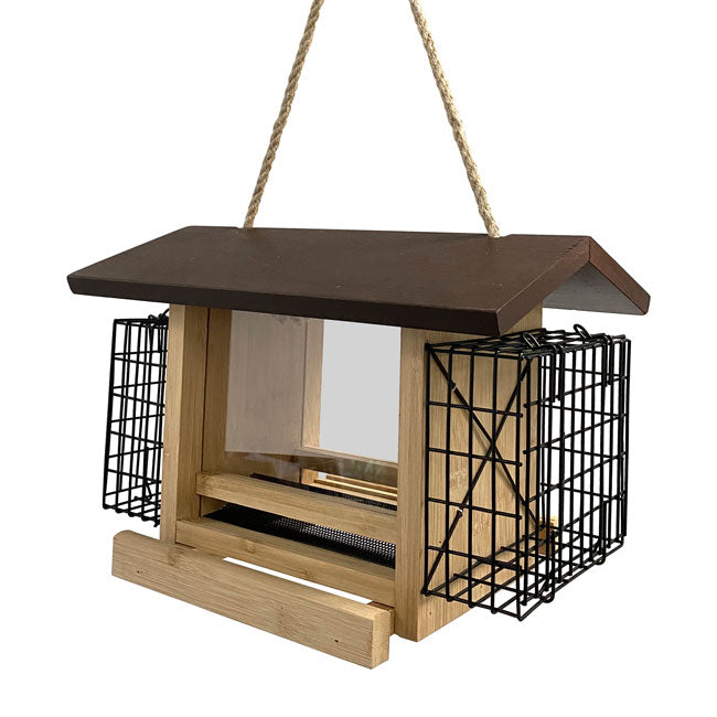 Ultimate Renewable Contemporary Bamboo Ranch Feeder w/ Suet Feeders