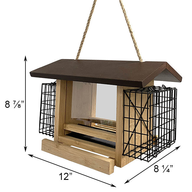 Ultimate Renewable Contemporary Bamboo Ranch Feeder w/ Suet Feeders