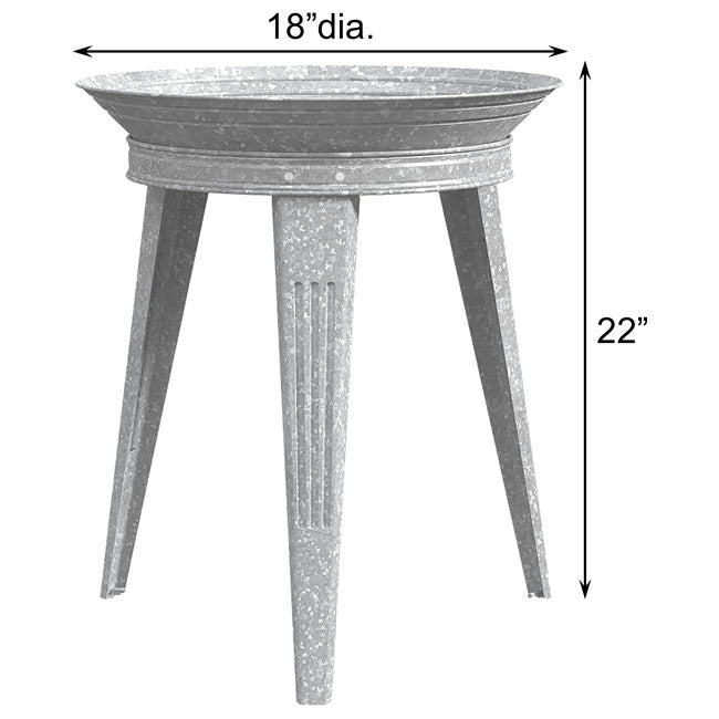 Vintage Galvanized Metal Bird Bath and Stand
