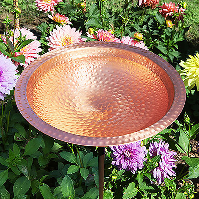 Achla Hammered Solid Copper Bird Bath with Stake