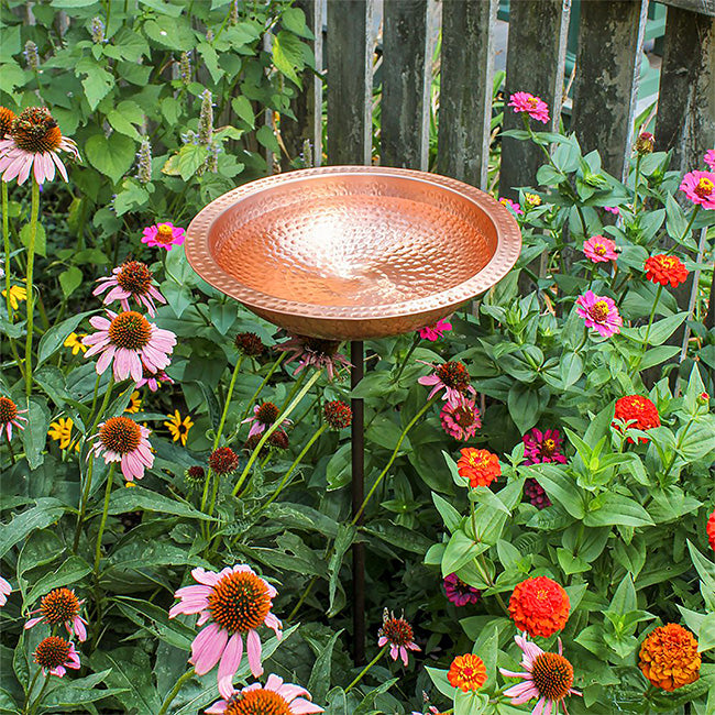 Achla Hammered Solid Copper Bird Bath with Stake