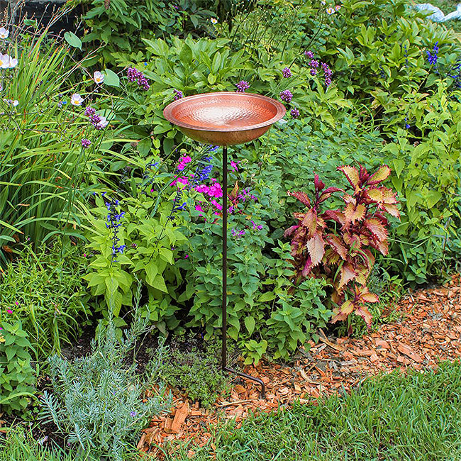 Achla Hammered Solid Copper Bird Bath with Stake