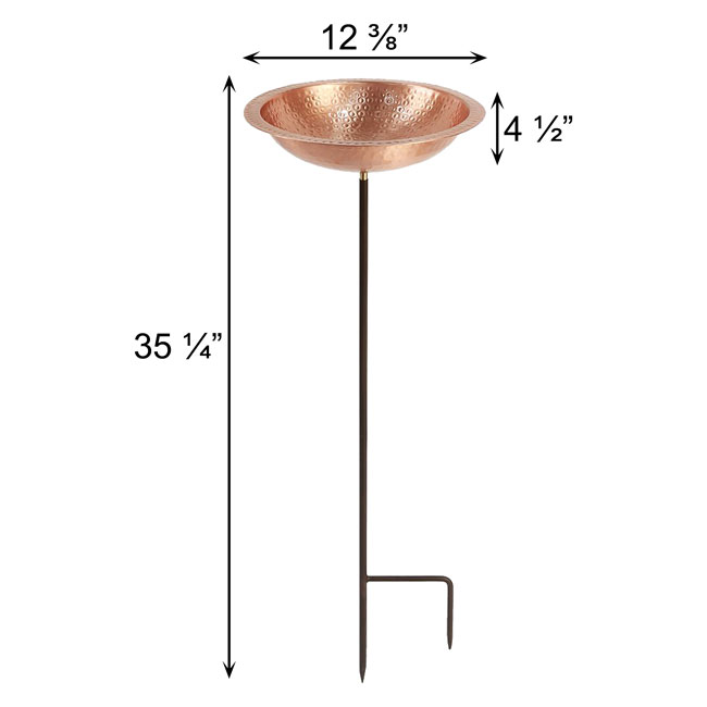 Achla Hammered Solid Copper Bird Bath with Stake