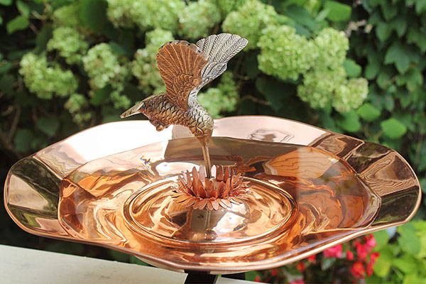 Achla Hummingbird Bird Bath and Stake, Copper