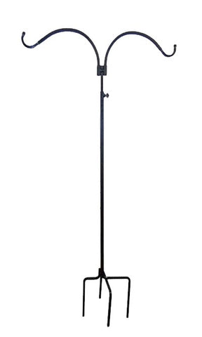 Adjustable Double Hanger Shepherd Hook, Black, 4.5' to 7'