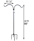 Adjustable Double Hanger Shepherd Hook, Black, 4.5' to 7'