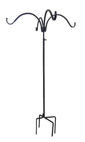 Adjustable Four Hanger Shepherd Hook, Black, 4.5' to 7'