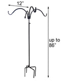 Adjustable Four Hanger Shepherd Hook, Black, 4.5' to 7'