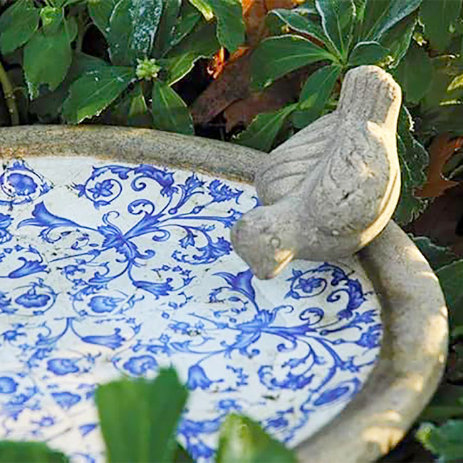 Esschert Design Aged Ceramic Bird Bath