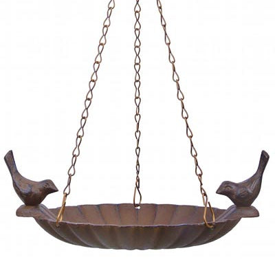 Esschert Design Petite Hanging Bird Bath with Bird Accents