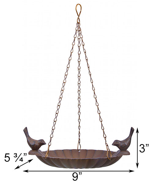 Esschert Design Petite Hanging Bird Bath with Bird Accents