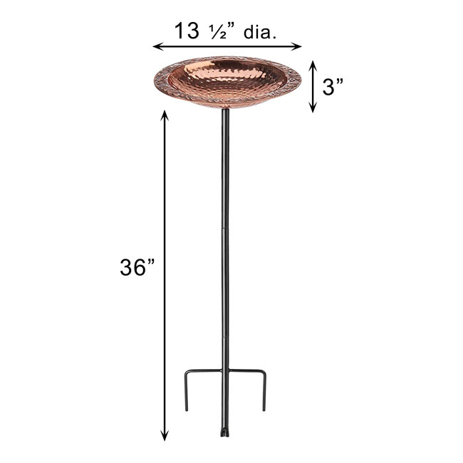 Good Directions Copper Bird Bath with Garden Pole