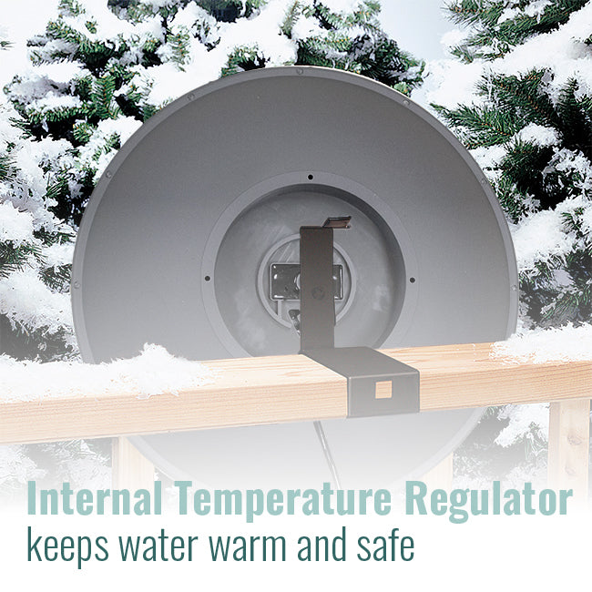 NEW!! Wild Bird Lover's Heated Bird Bath w/Deck Rail Brackets, 20"