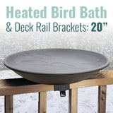 NEW!! Wild Bird Lover's Heated Bird Bath w/Deck Rail Brackets, 20"