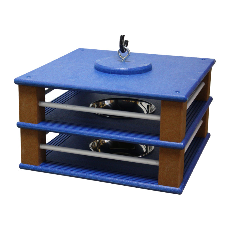 Recycled plastic extra large bluebird feeder with multiple bowls 