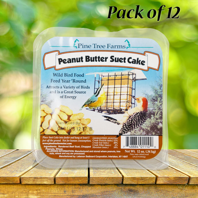 Pack of 12 Pine Tree Farms Peanut Butter Suet Cake