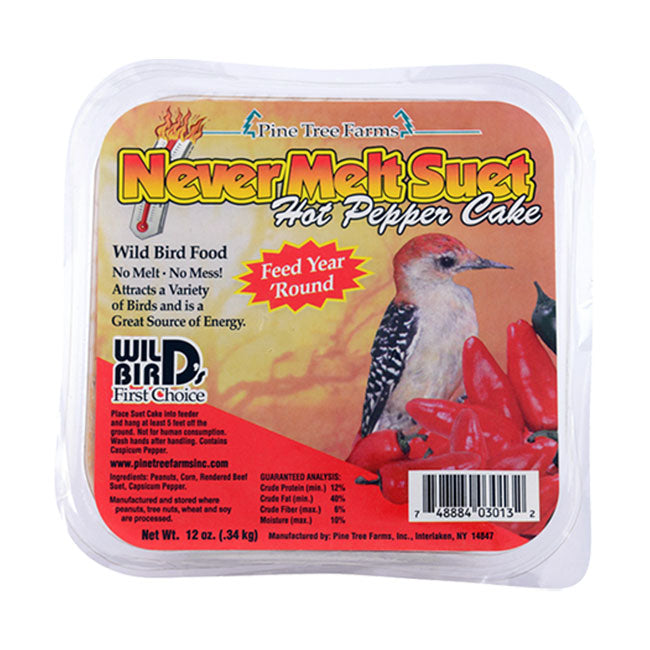 Never Melt Hot Pepper Suet Cake, 12 Pack