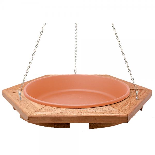 Mini Cedar Hanging Bird Bath w/ Clay Tray