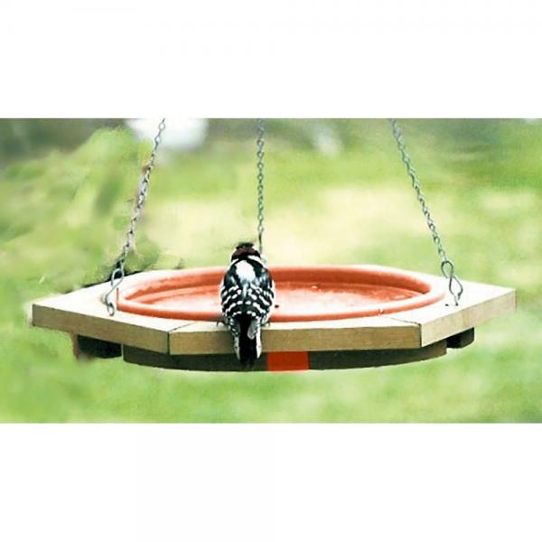 Mini Cedar Hanging Bird Bath w/ Clay Tray