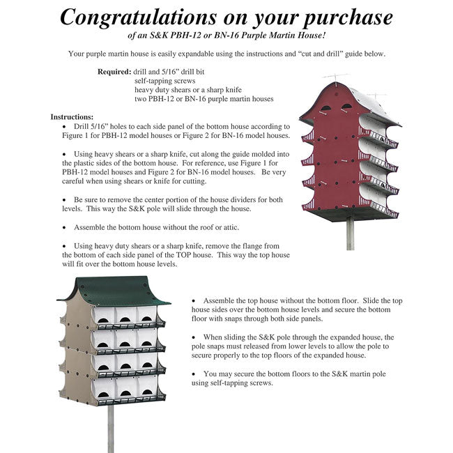 S&K 2-Pack Bundle; Purple Martin House - 24 Rooms